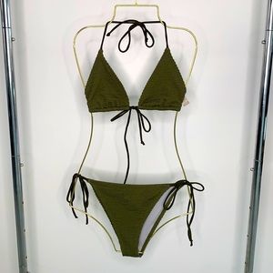 Green side tie bikini